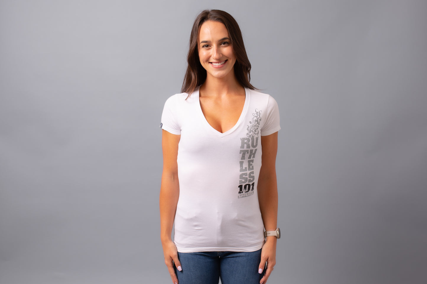 Ruthless101 V-Shirt--White
