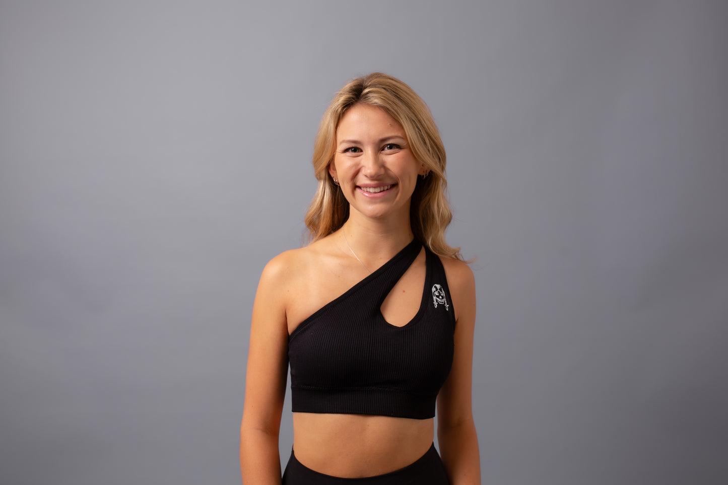 One Sholder Crop Top Black