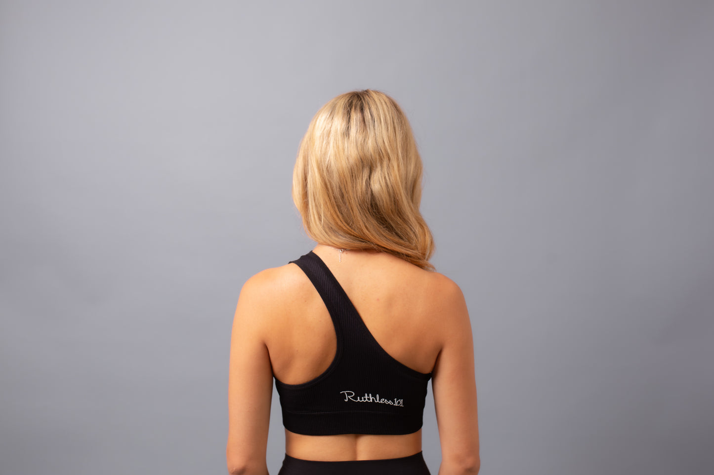 One Sholder Crop Top Black