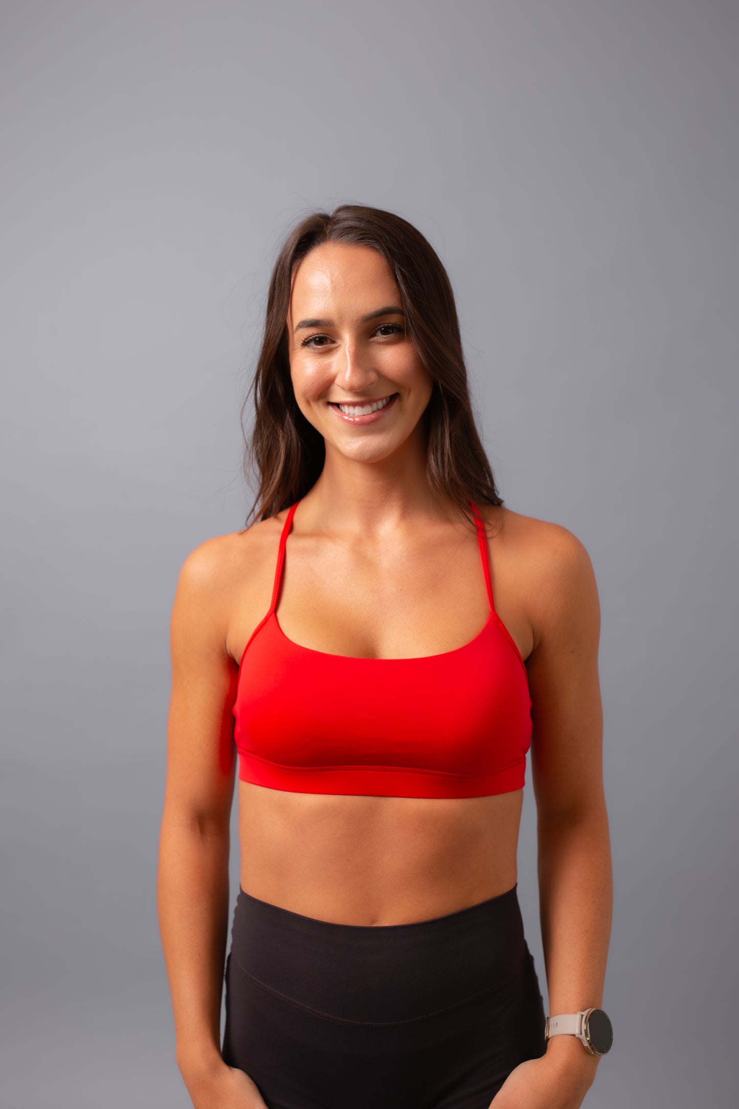 Racerback Removable Padded Straps Sports Bra Red