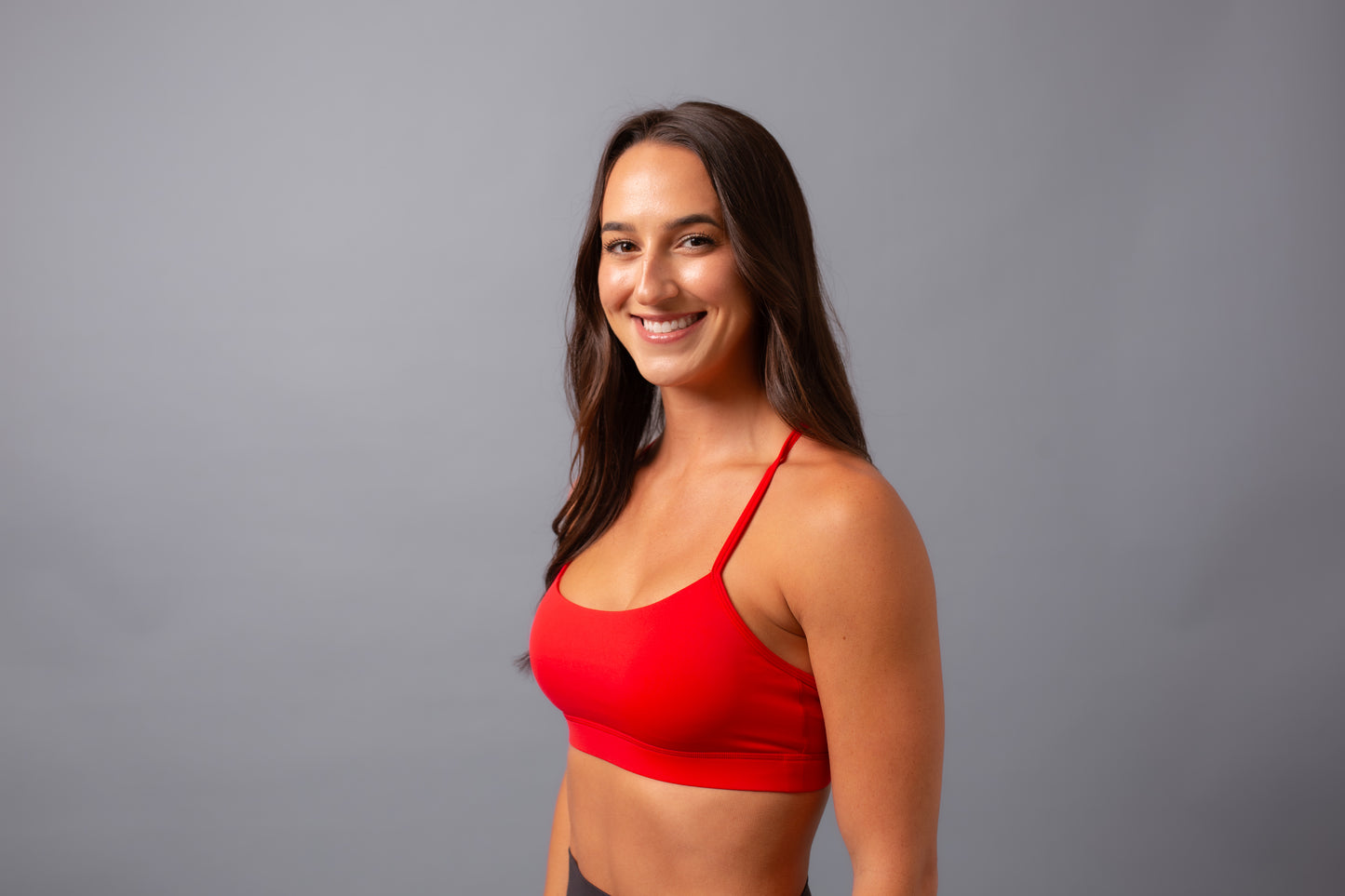 Racerback Removable Padded Straps Sports Bra Red