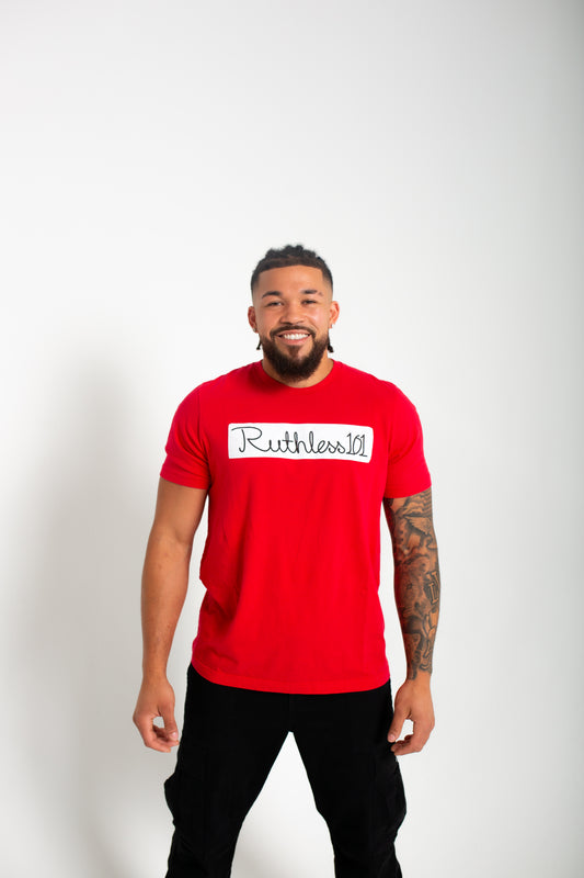 Rectangle Signature T-Shirt--Red